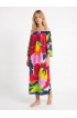 Hand Painted Rayon Off Shoulder Dress Hand Painted Rayon Off Shoulder Dress